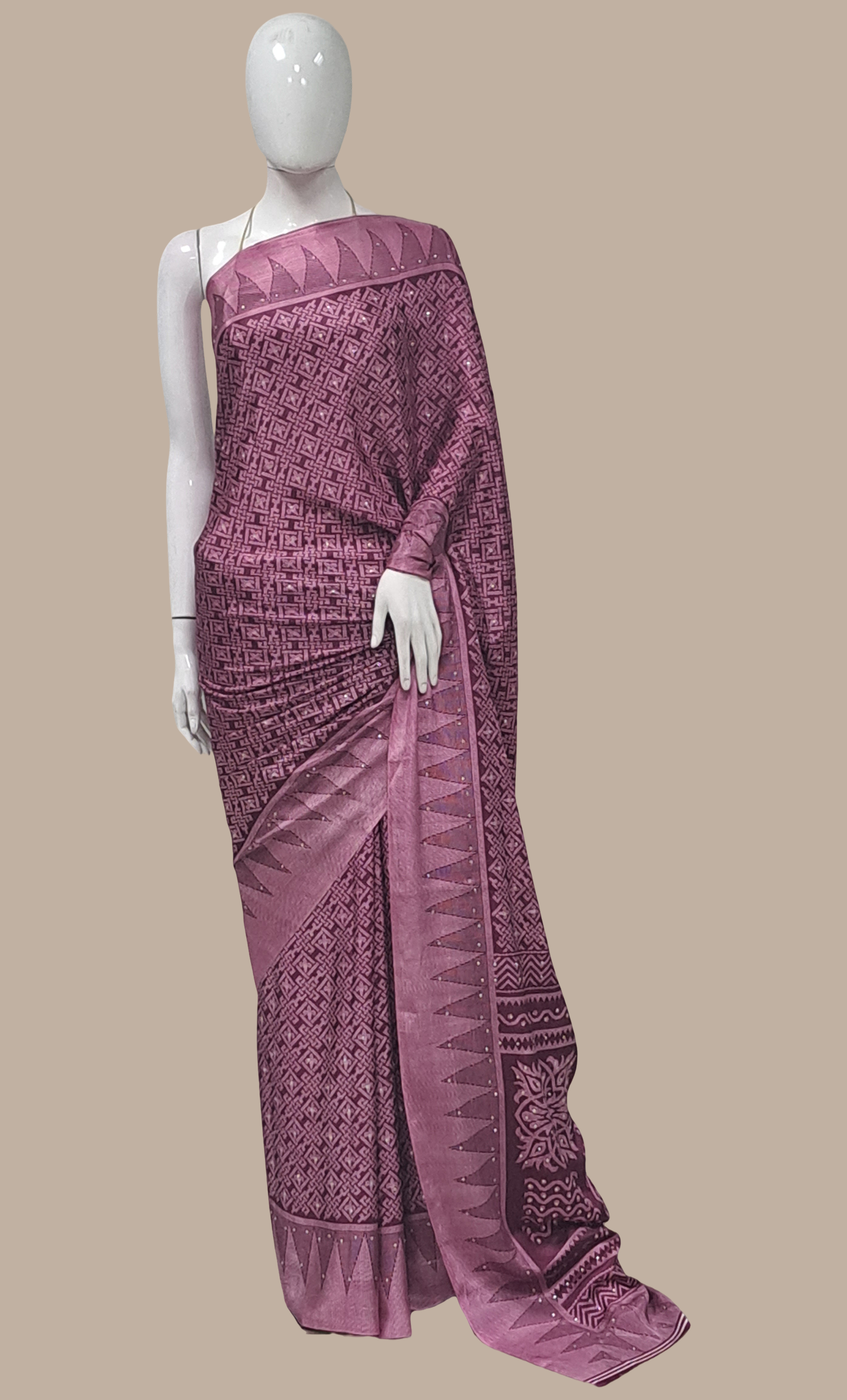 Deep Wine Printed Sari