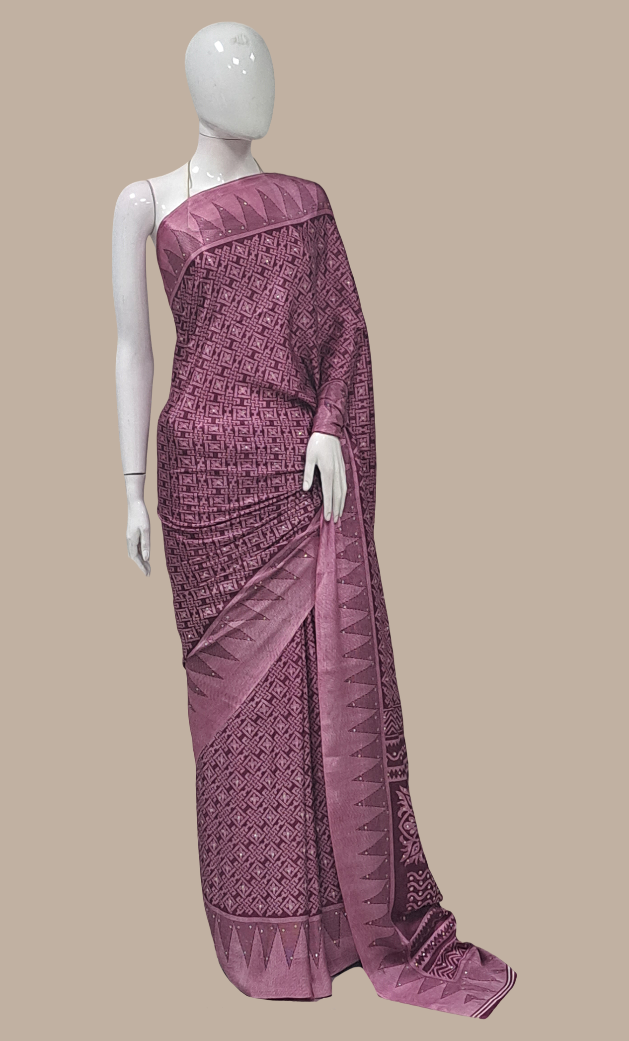 Deep Wine Printed Sari