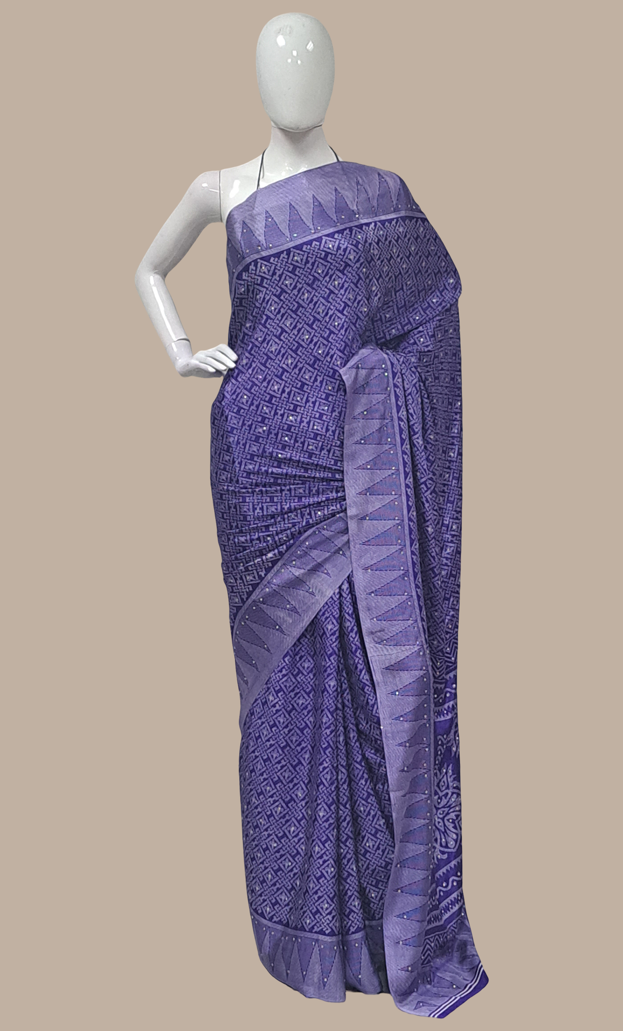 Royal Blue Printed Sari