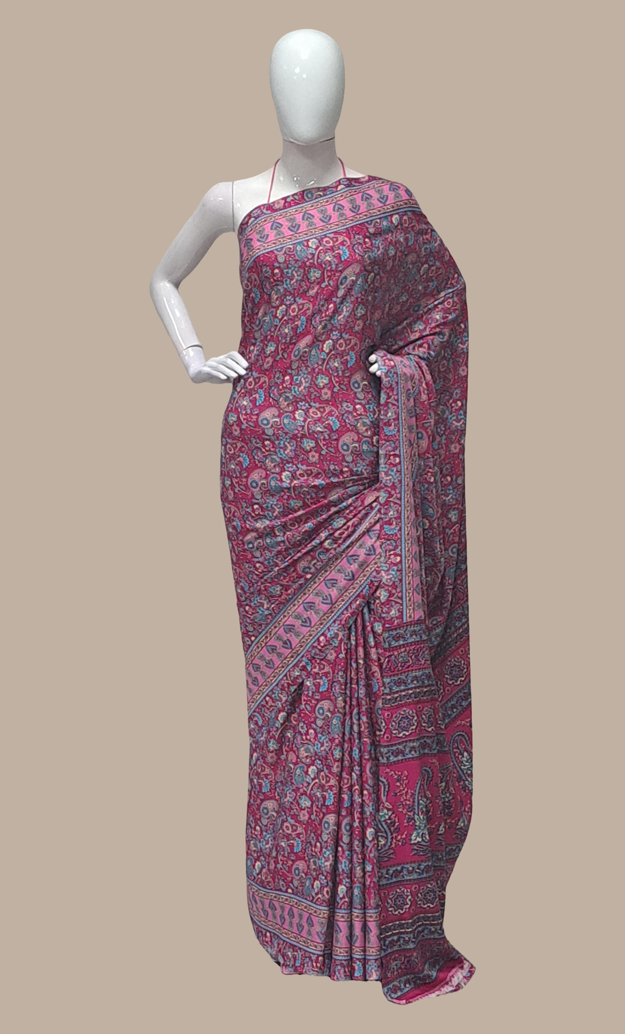 Deep Magenta Printed Sari
