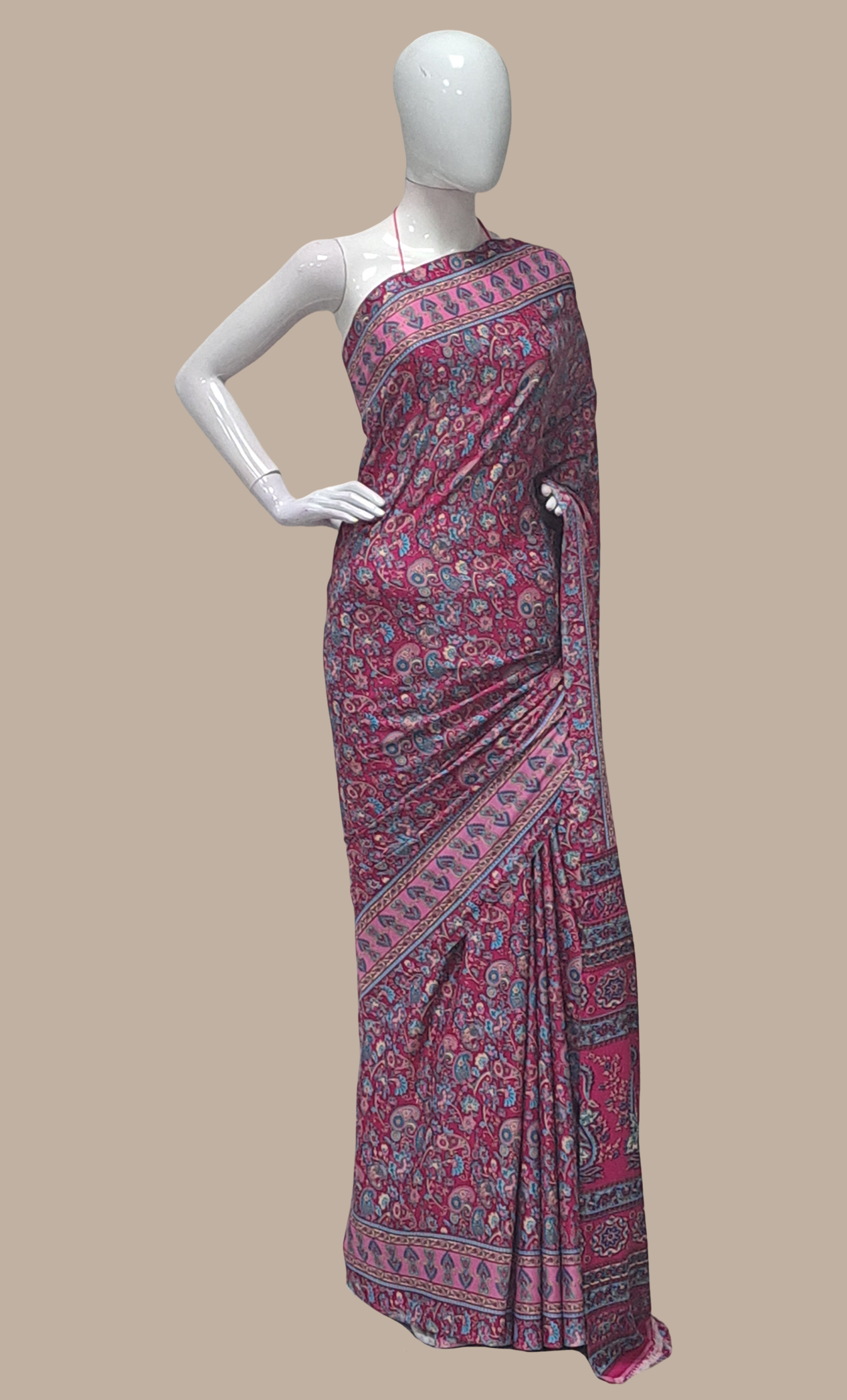 Deep Magenta Printed Sari