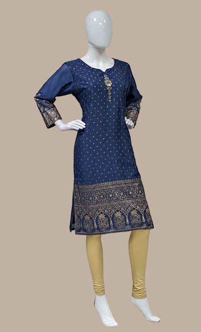 Indigo Blue Embroidered Kurti Top