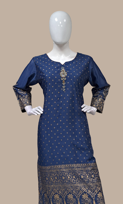 Indigo Blue Embroidered Kurti Top