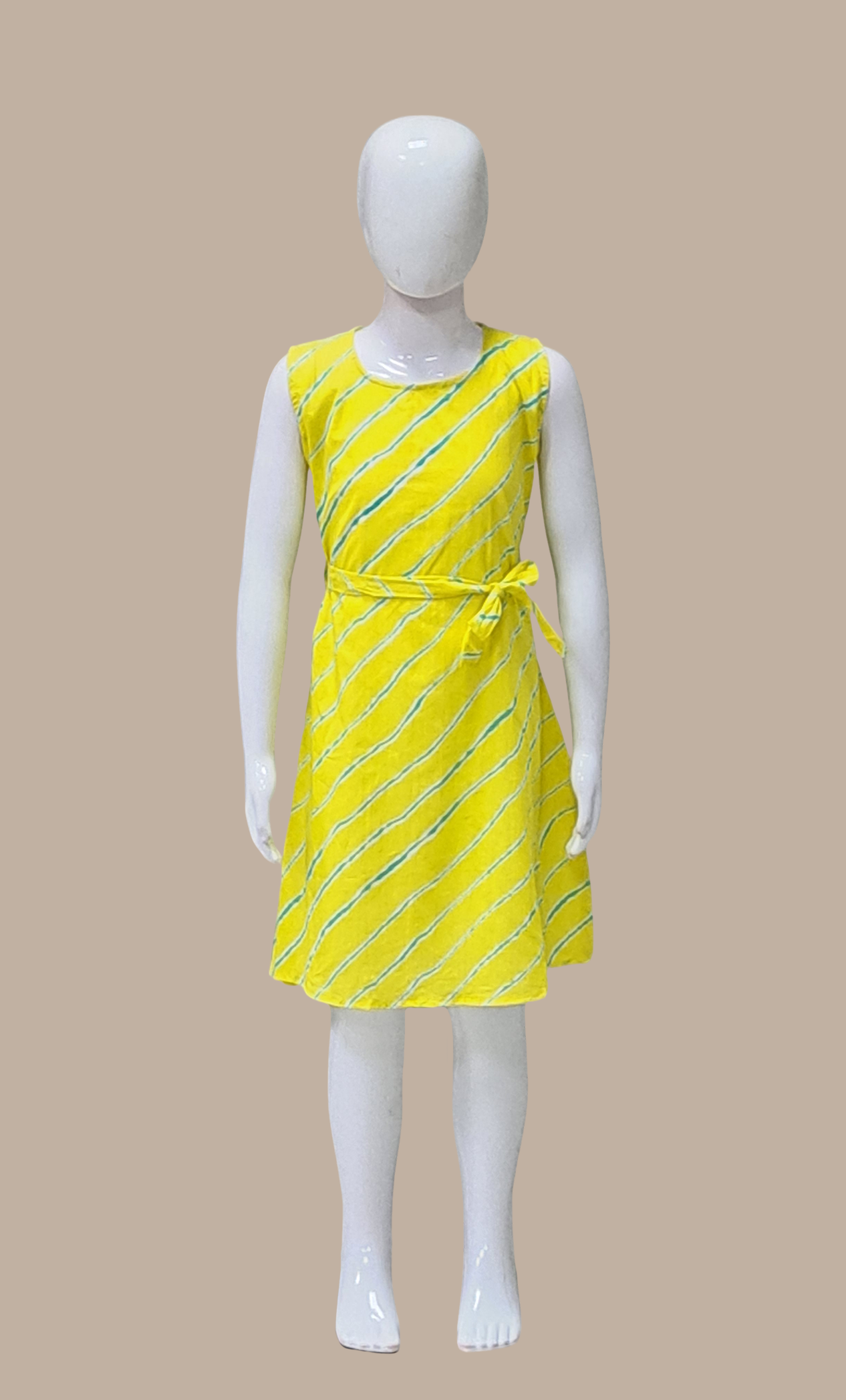 Canary Yellow Printed Kurti Dress