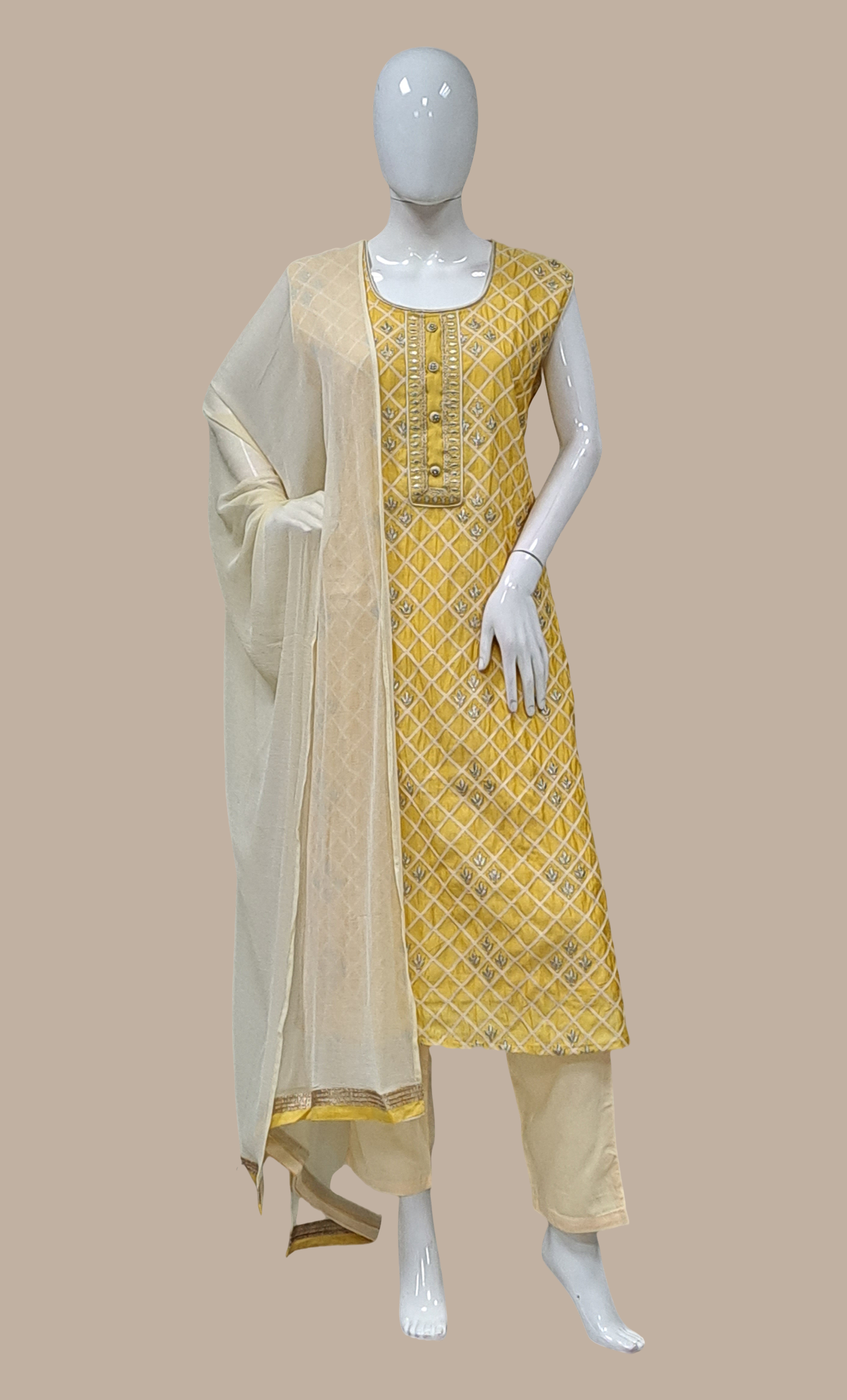 Mustard Embroidered Punjabi