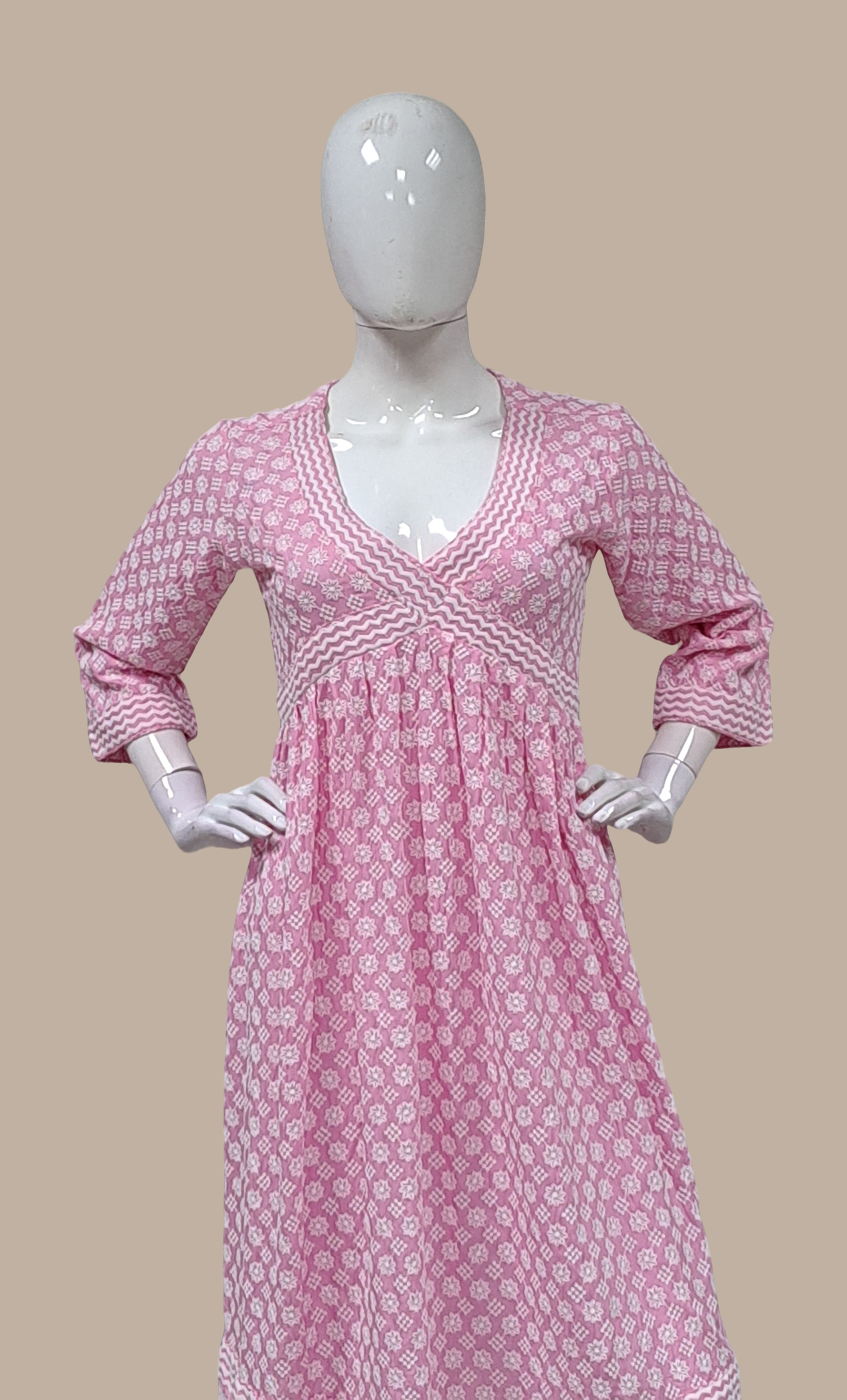 Baby Pink Embroidered Kurti Top & Pants