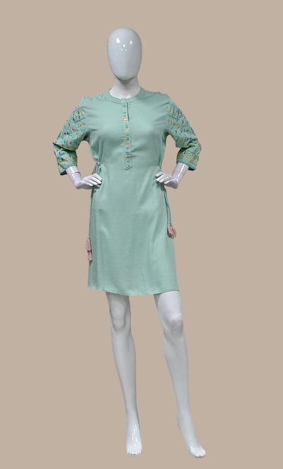 Sea Green Embroidered Fusion Dress