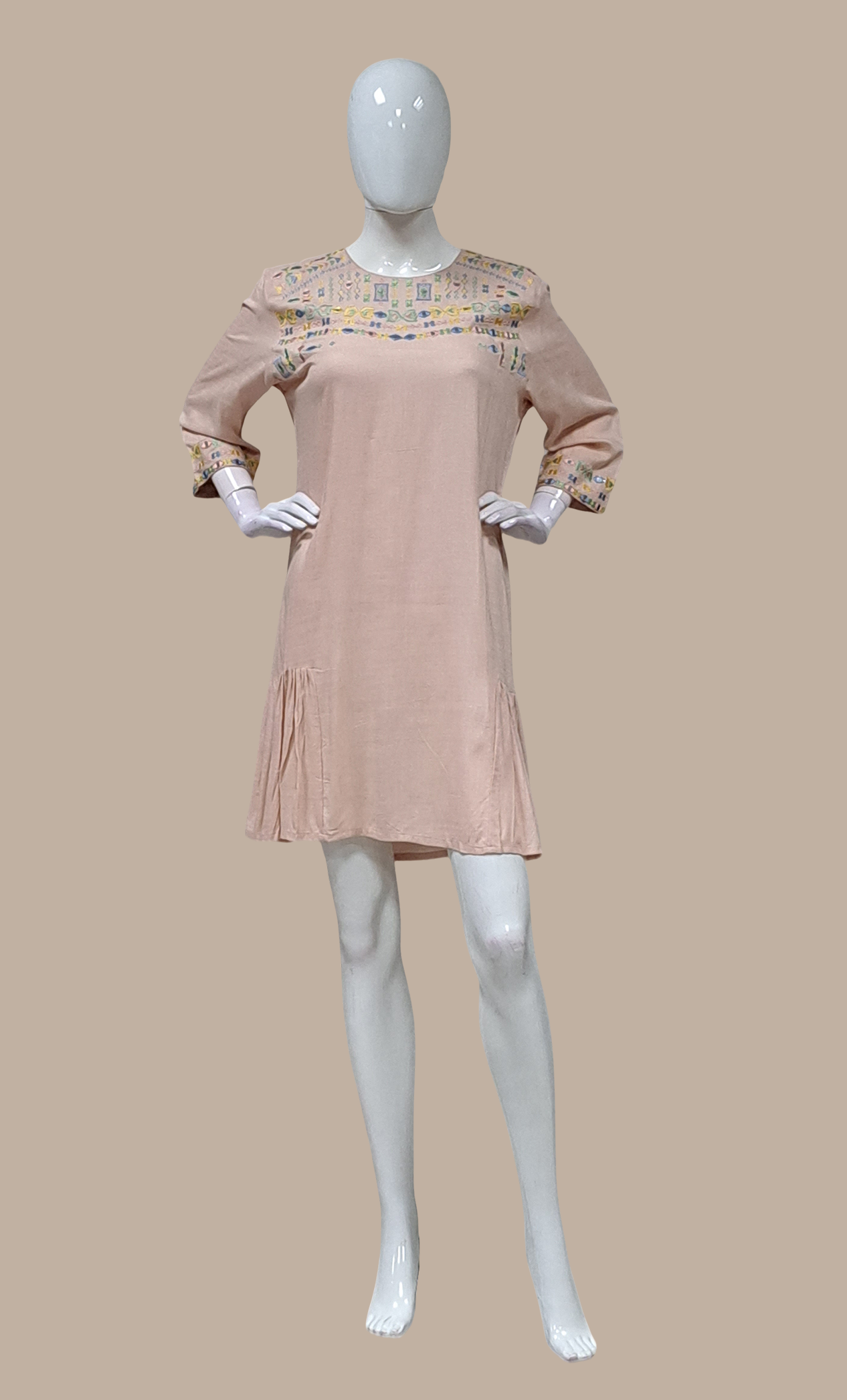 Blush Mink Embroidered Fusion Dress
