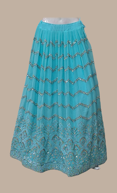Aqua Embroidered Skirt Set