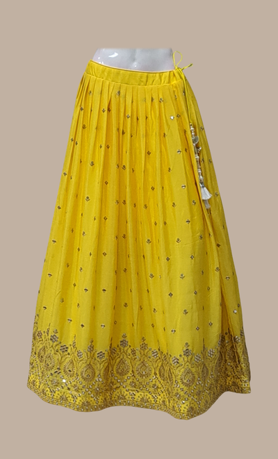 Canary Yellow Embroidered Skirt Set