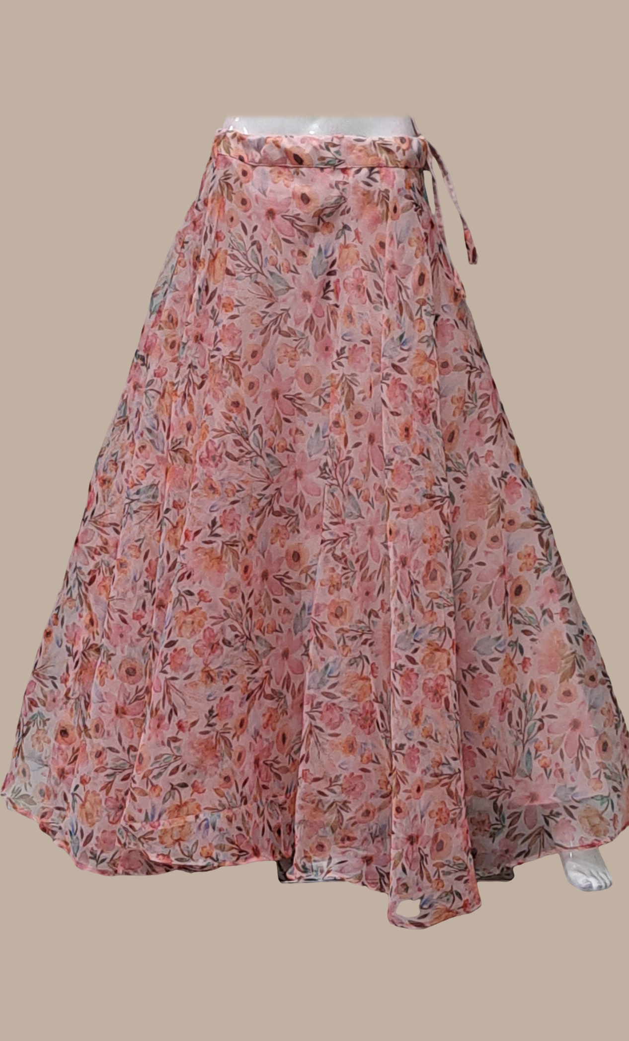 Soft Peach Printed Skirt Set