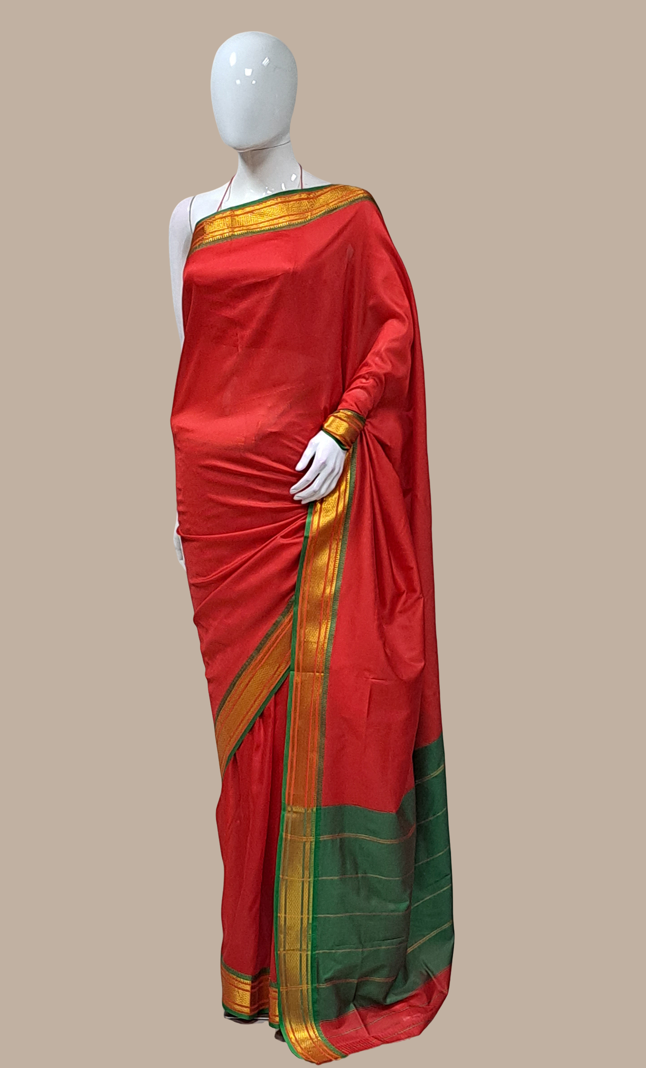 Deep Red Kanjivaram Sari