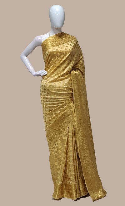 Deep Gold Kanjivaram Sari