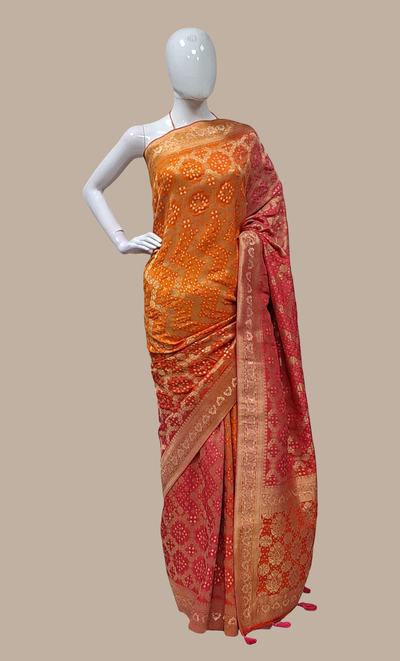 Deep Salmon Art Silk Woven Sari