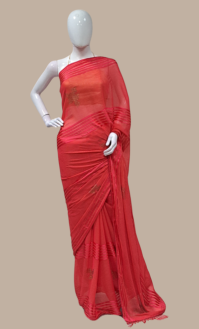 Spicy Pink Embroidered Sari