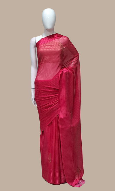 Deep Pink Embroidered Sari