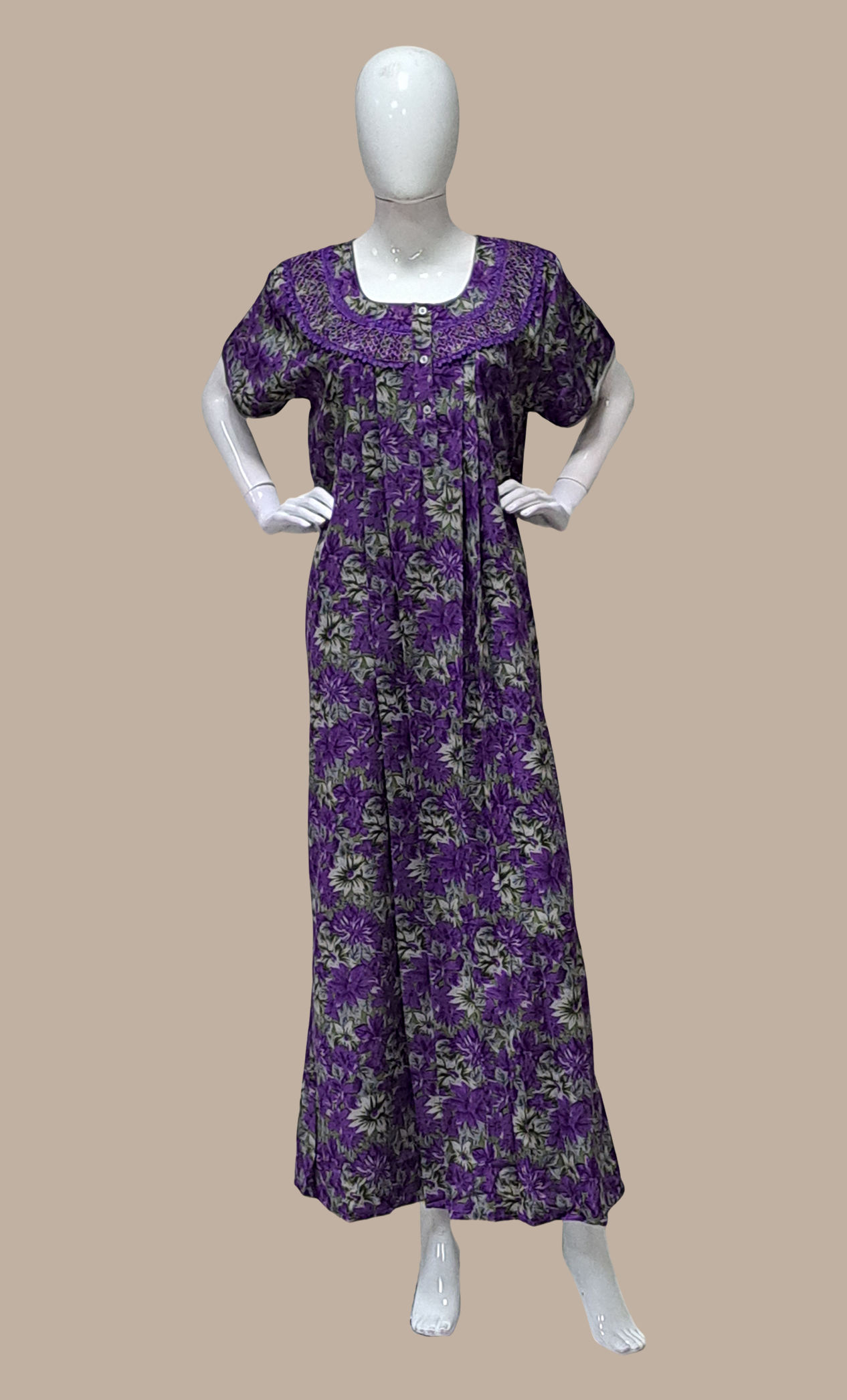 Deep Purple Floral Printed Kaftan