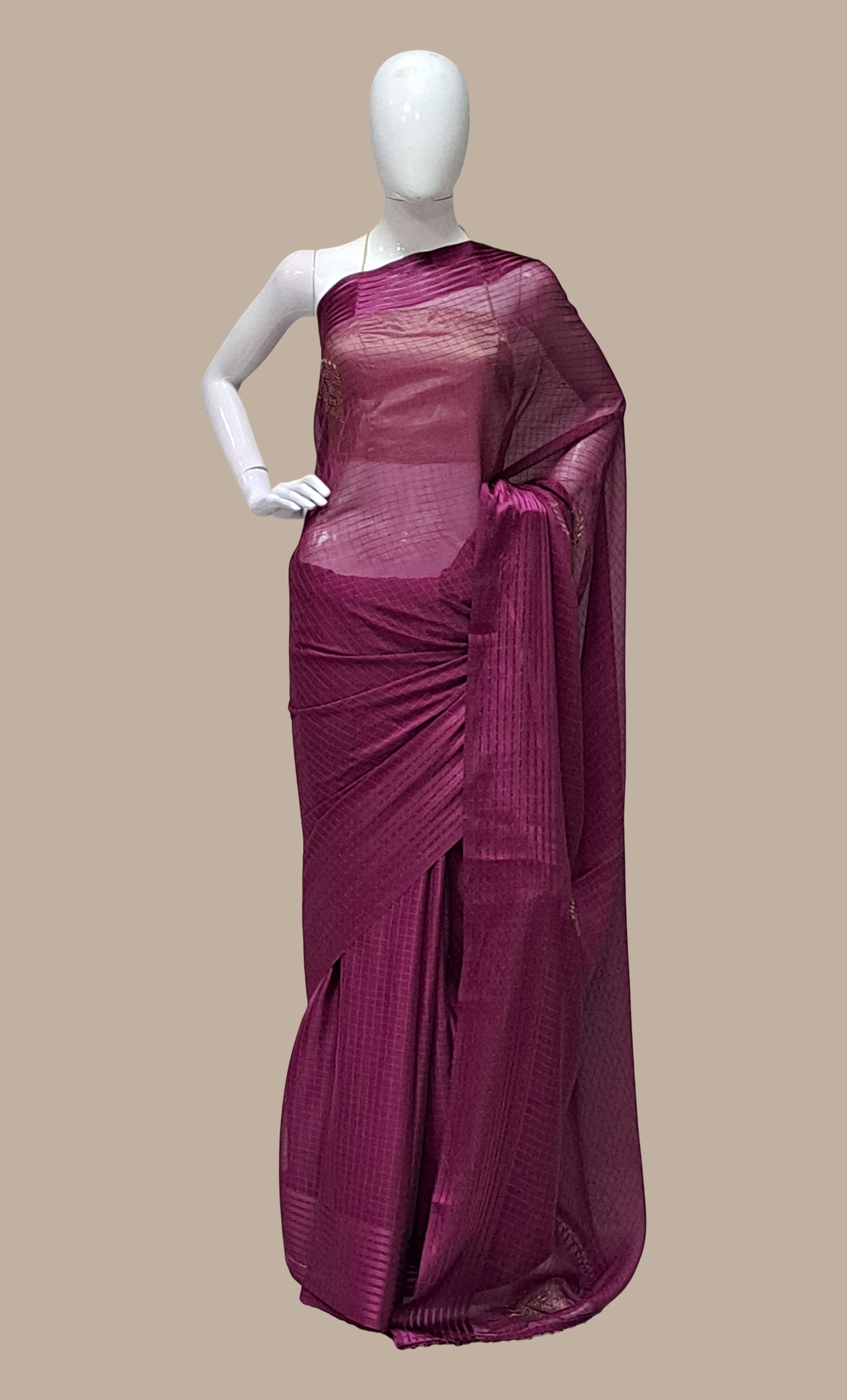 Dark Violet Embroidered Sari