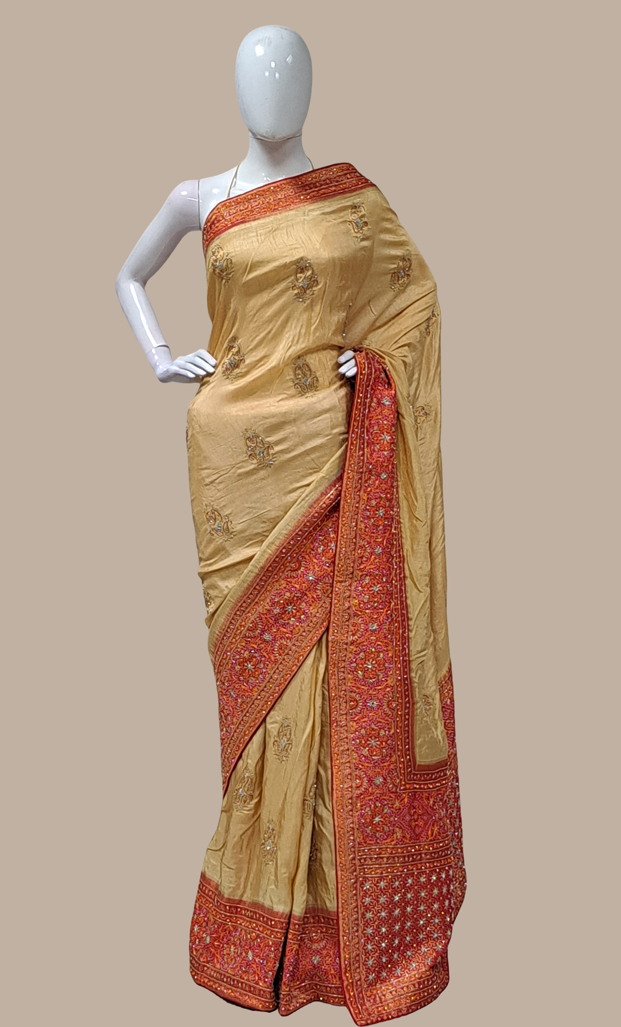 Deep Almond Pure Silk Woven Sari