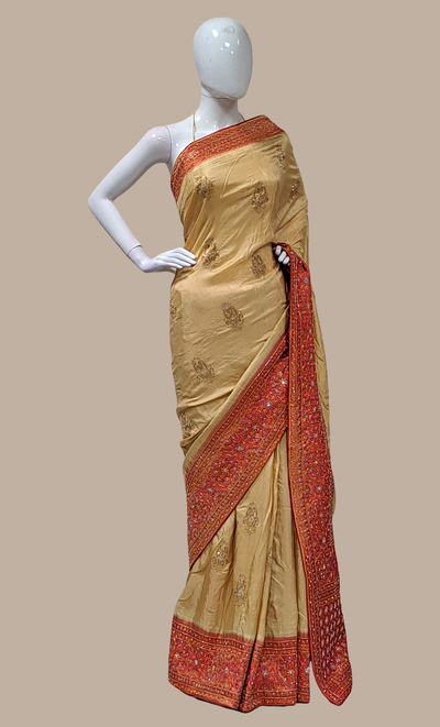 Deep Almond Pure Silk Woven Sari
