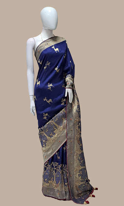 Navy Woven Sari