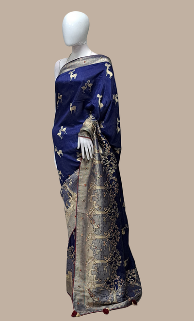 Navy Woven Sari