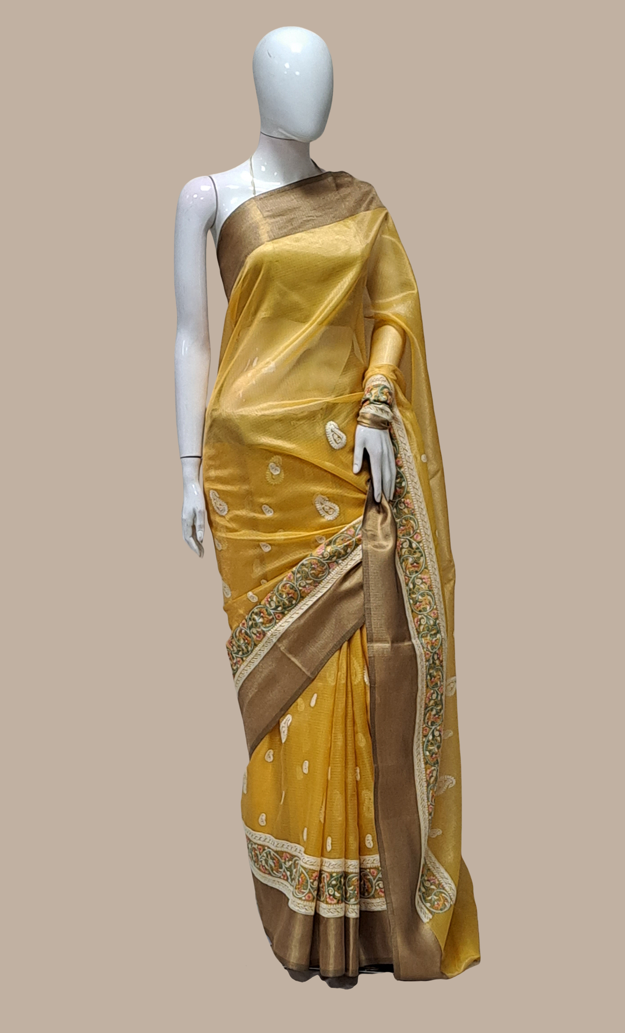 Deep Mustard Cotton Silk Sari