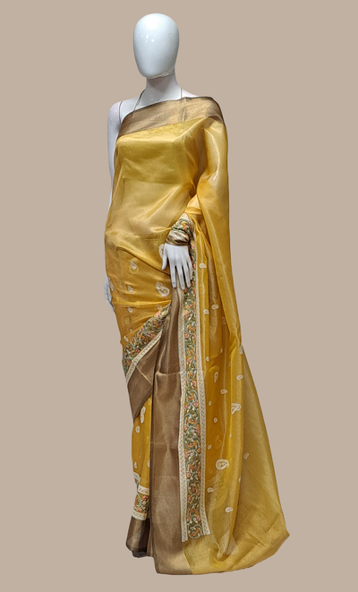 Deep Mustard Cotton Silk Sari