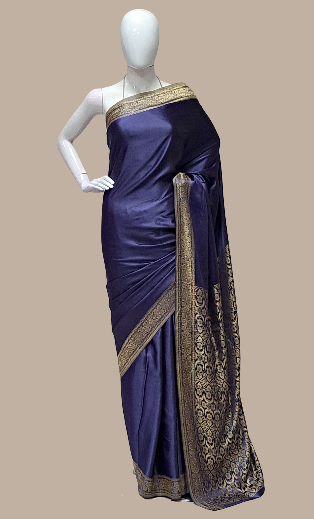 Navy Blue Woven Sari