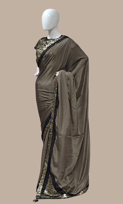 Deep Bronze Sequin Embroidered Sari
