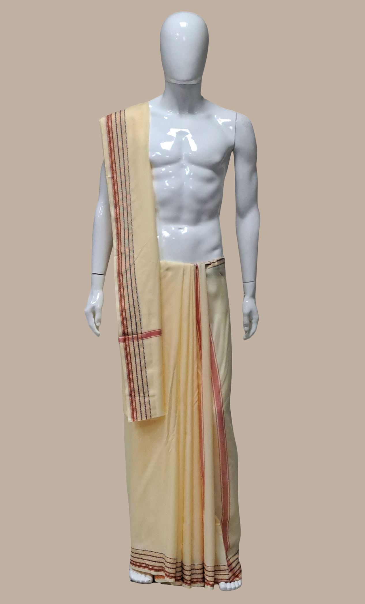 Deep Cream Dhoti & Shawl