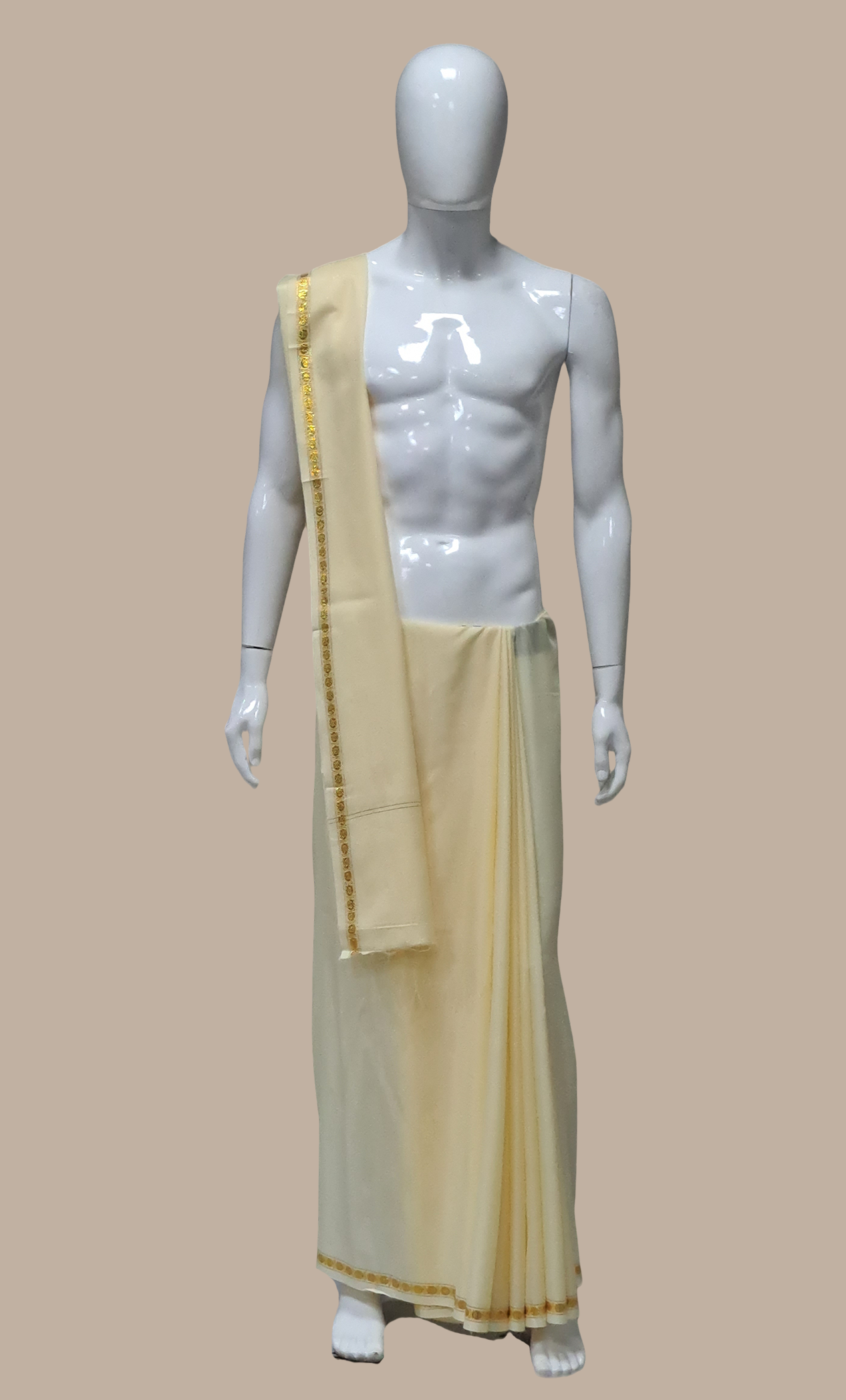 Deep Cream Dhoti & Shawl