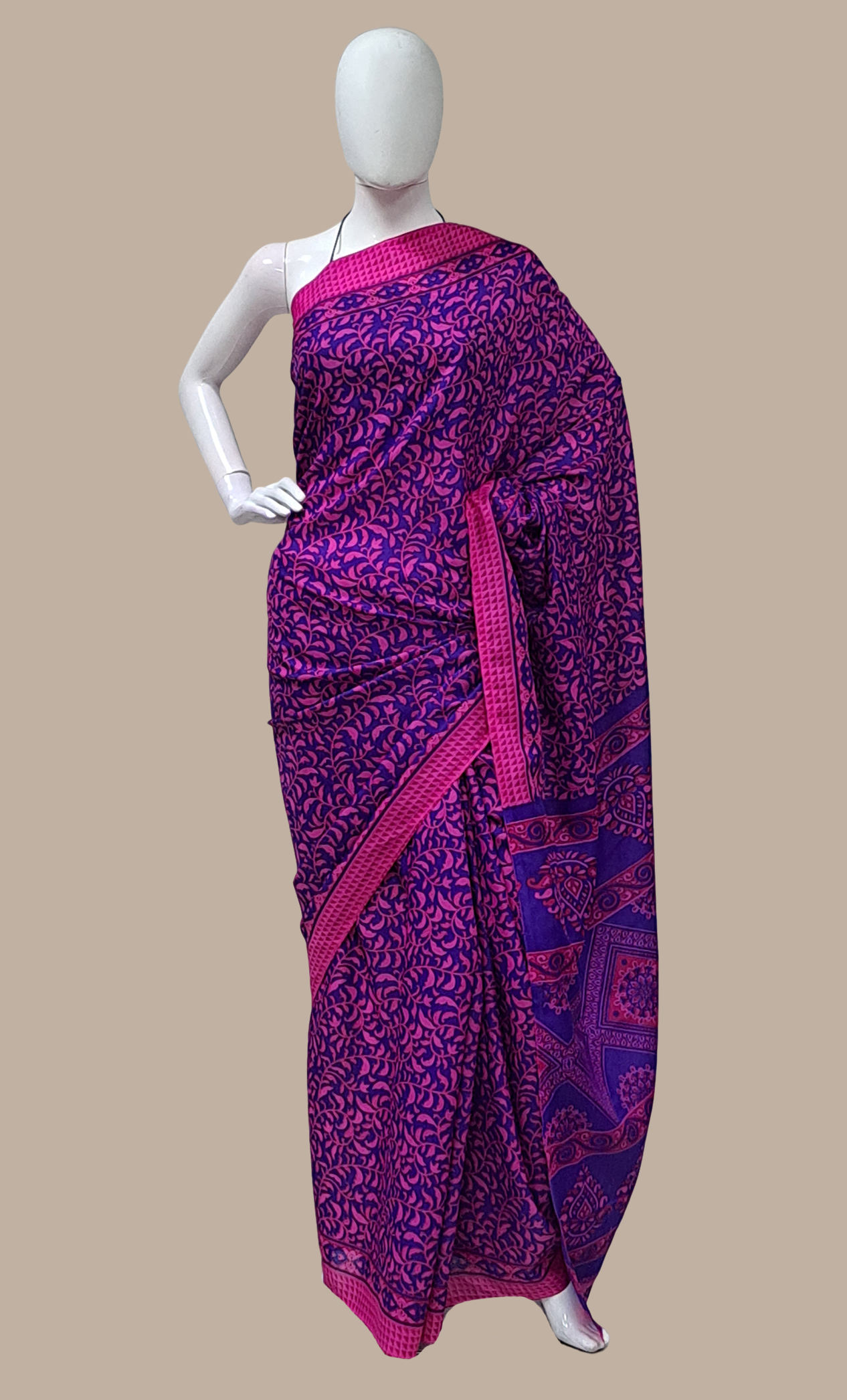 Purple Printed Prayer Sari