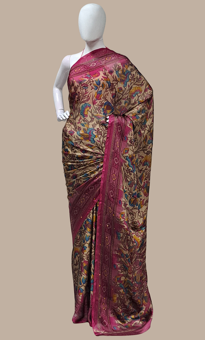 Deep Plum Printed Sari