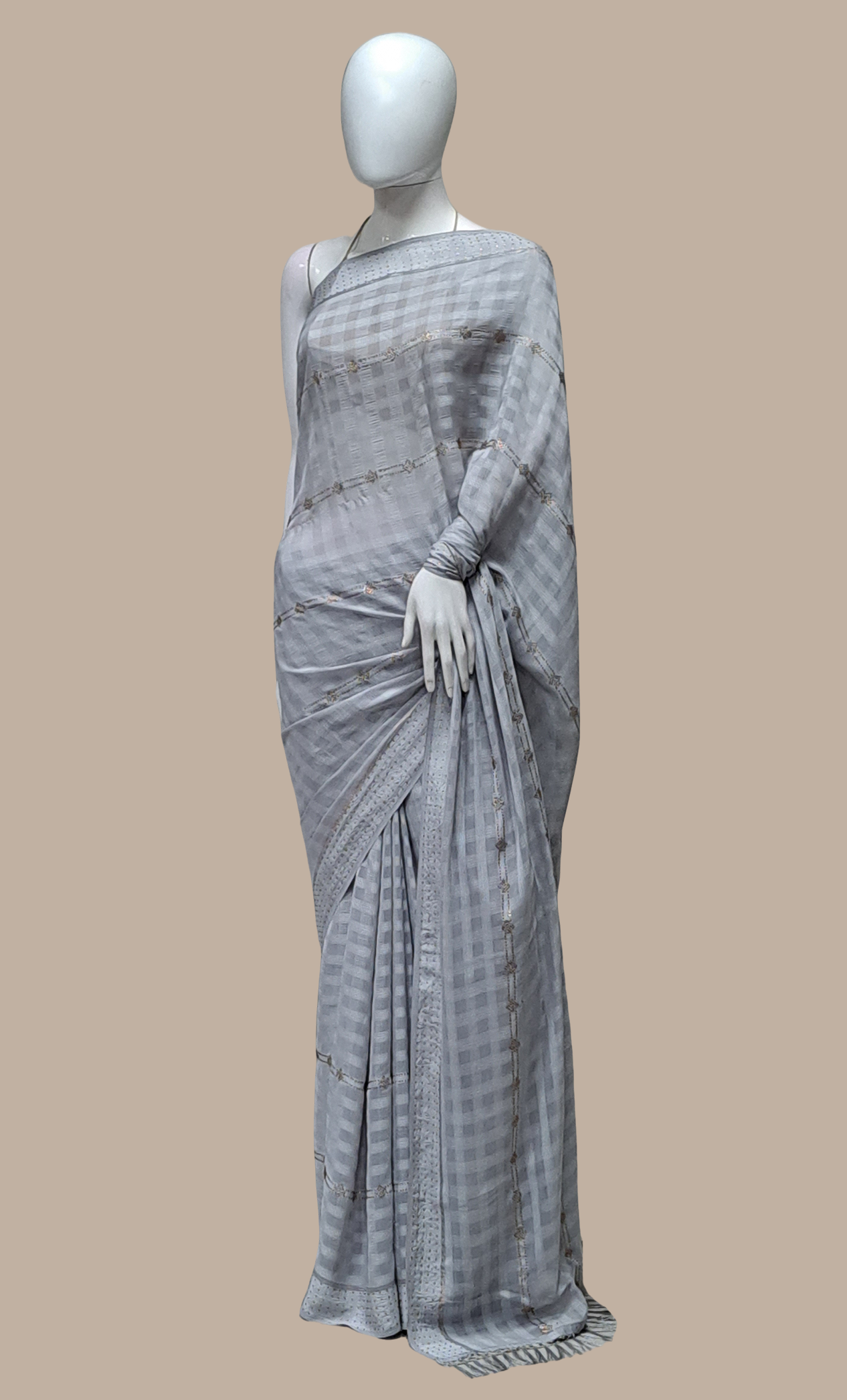 Grey Embroidered Sari