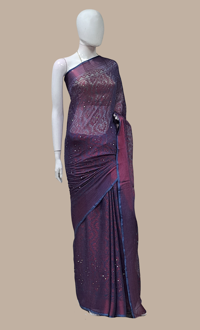 Deep Magenta Woven Sari