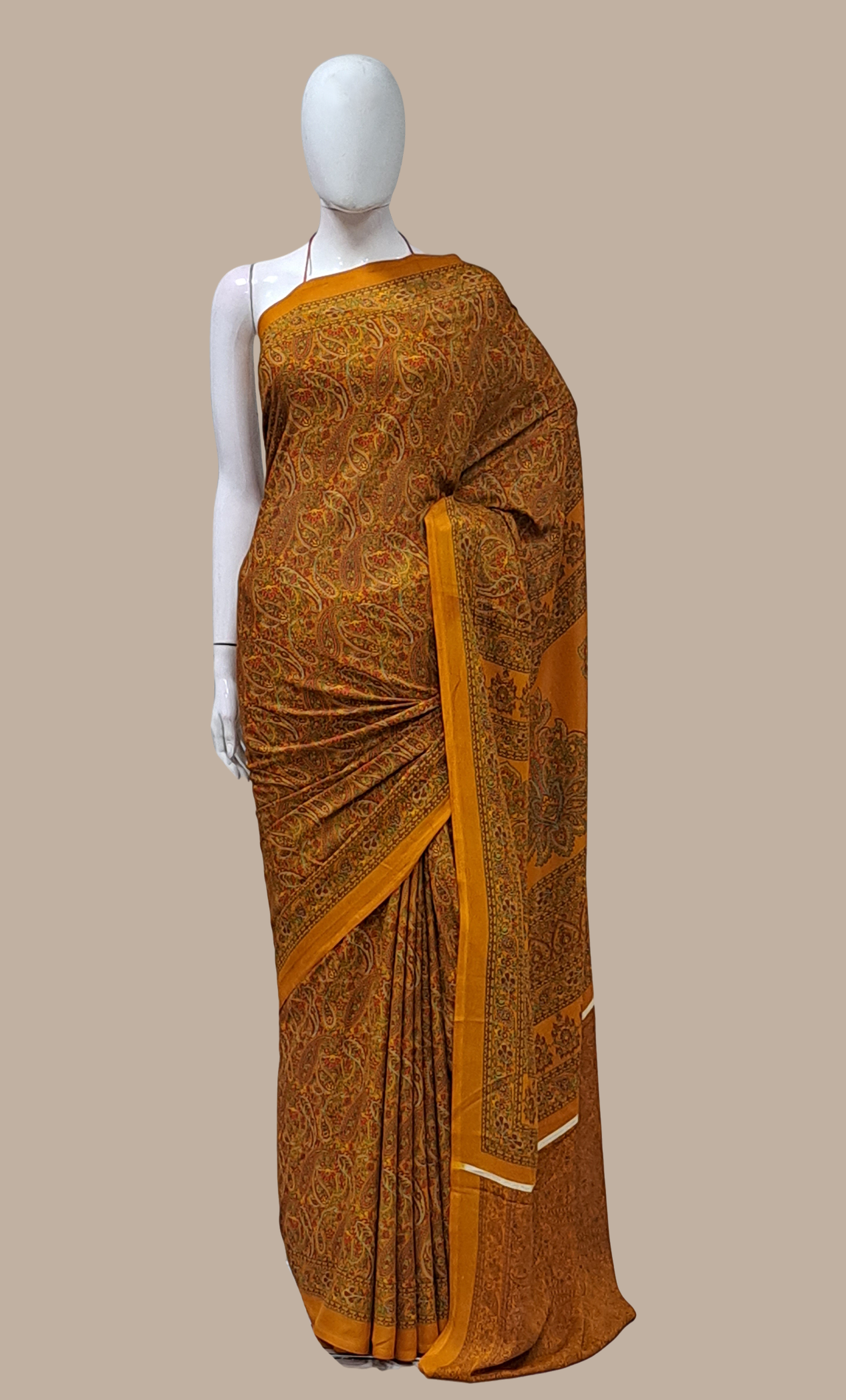 Deep Mustard Printed Sari