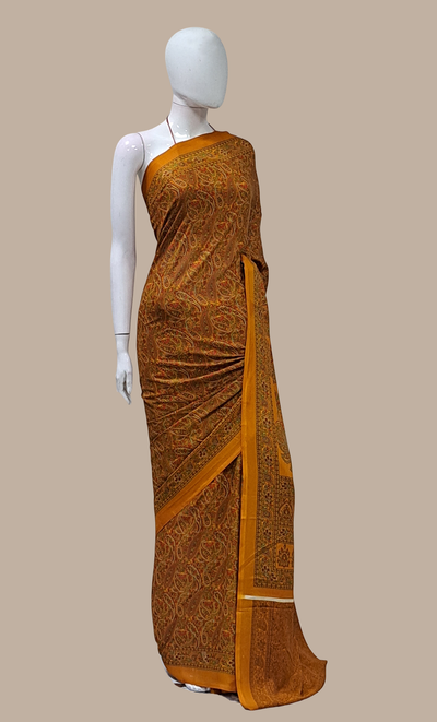 Deep Mustard Printed Sari