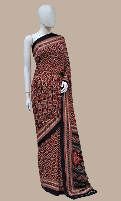 Black Printed Sari