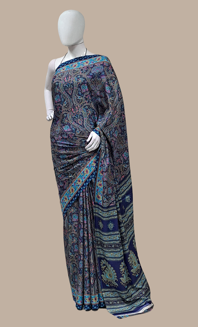 Navy Printed Sari