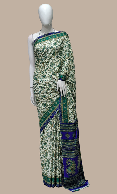 Green Printed Sari