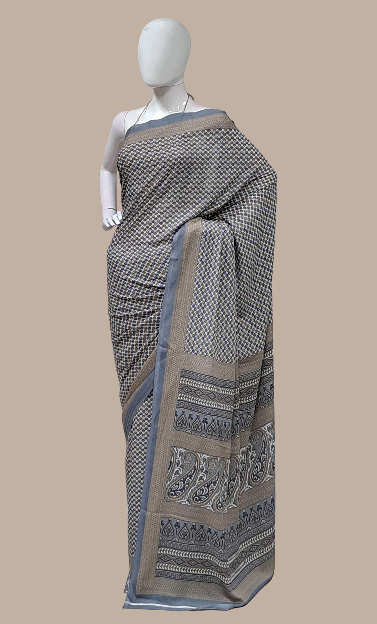 Grey Printed Sari