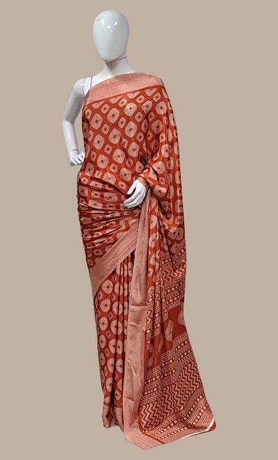 Rust Printed Sari