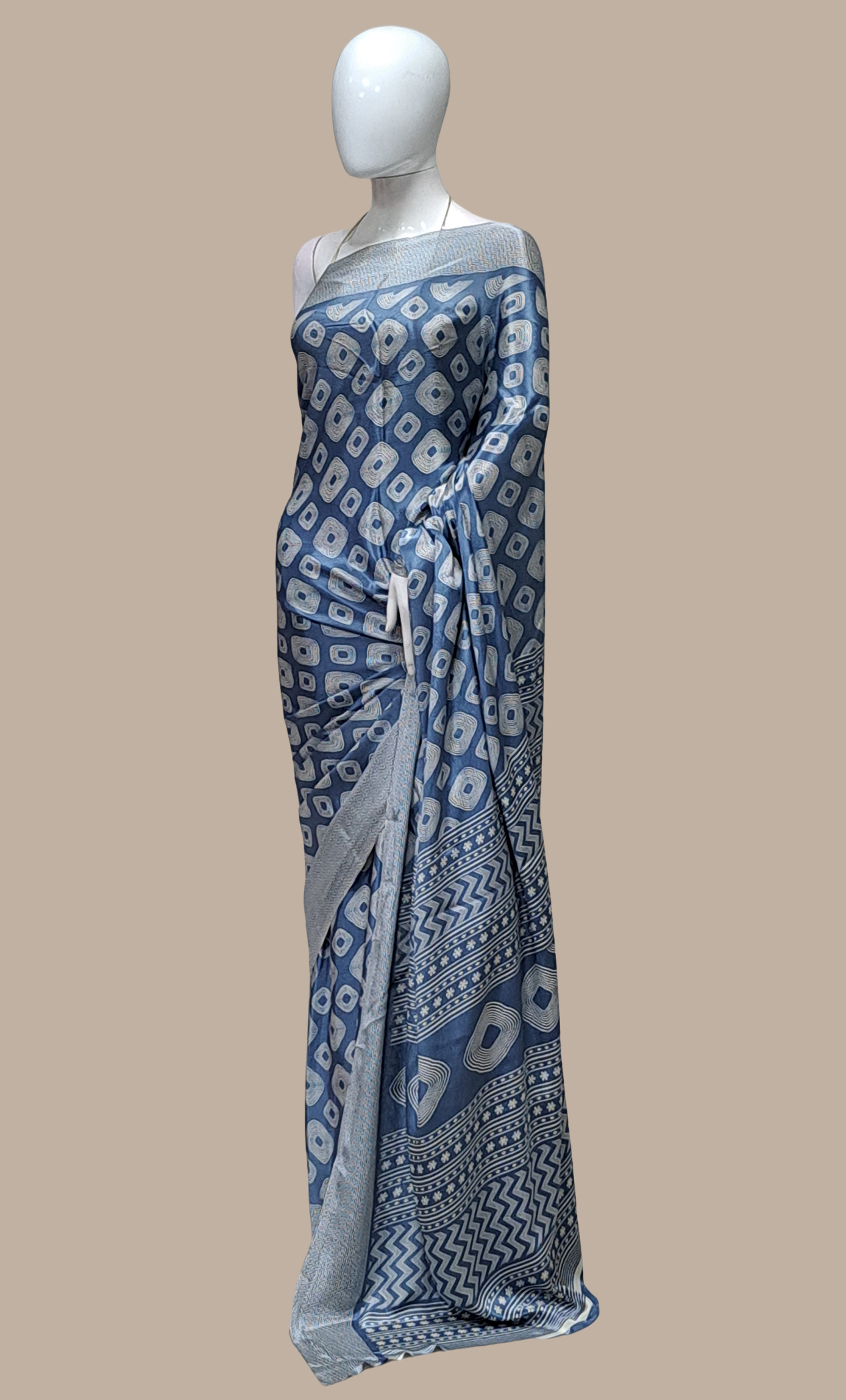 Grey Printed Sari