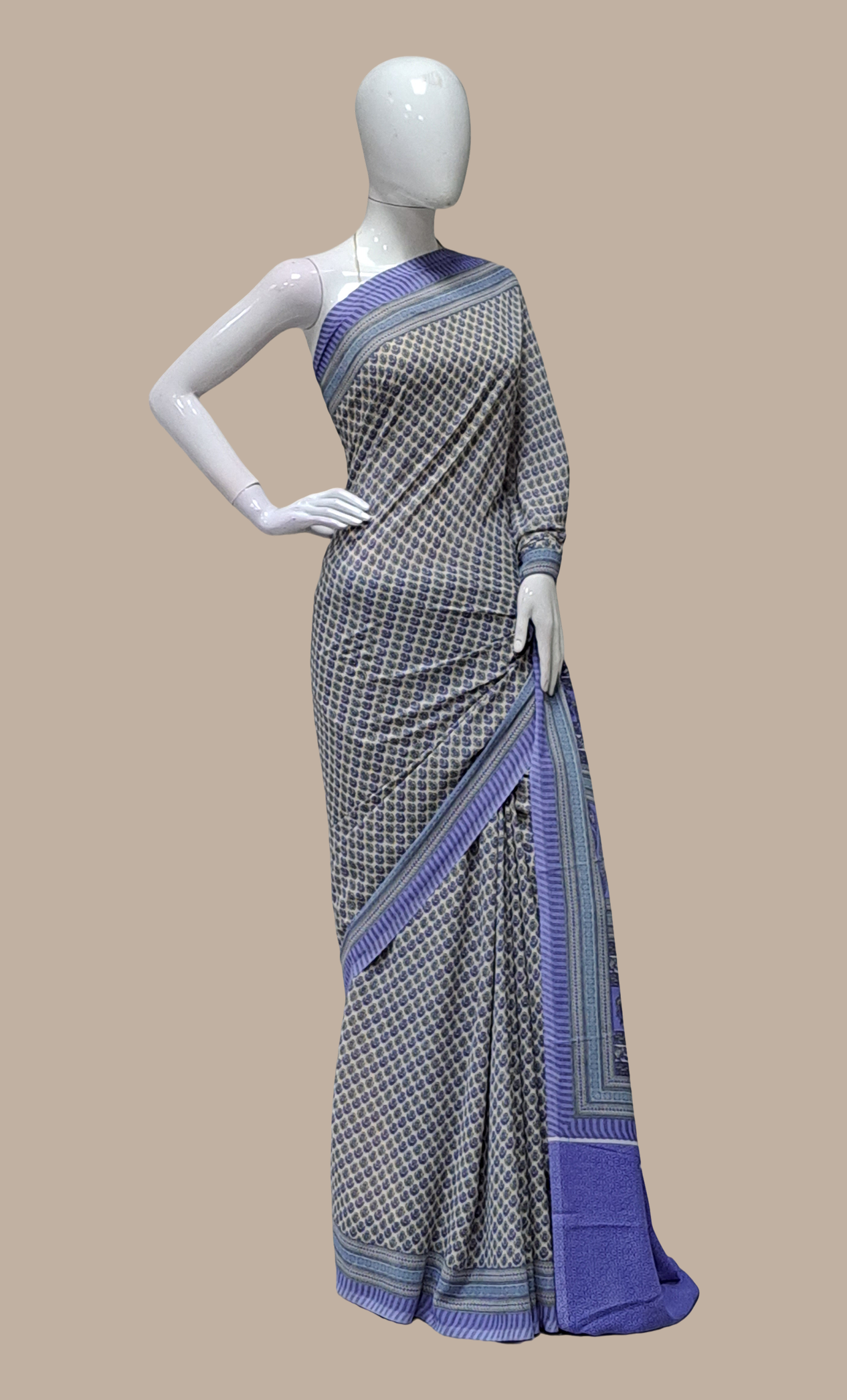 Powder Blue Printed Sari