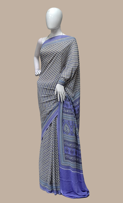 Powder Blue Printed Sari