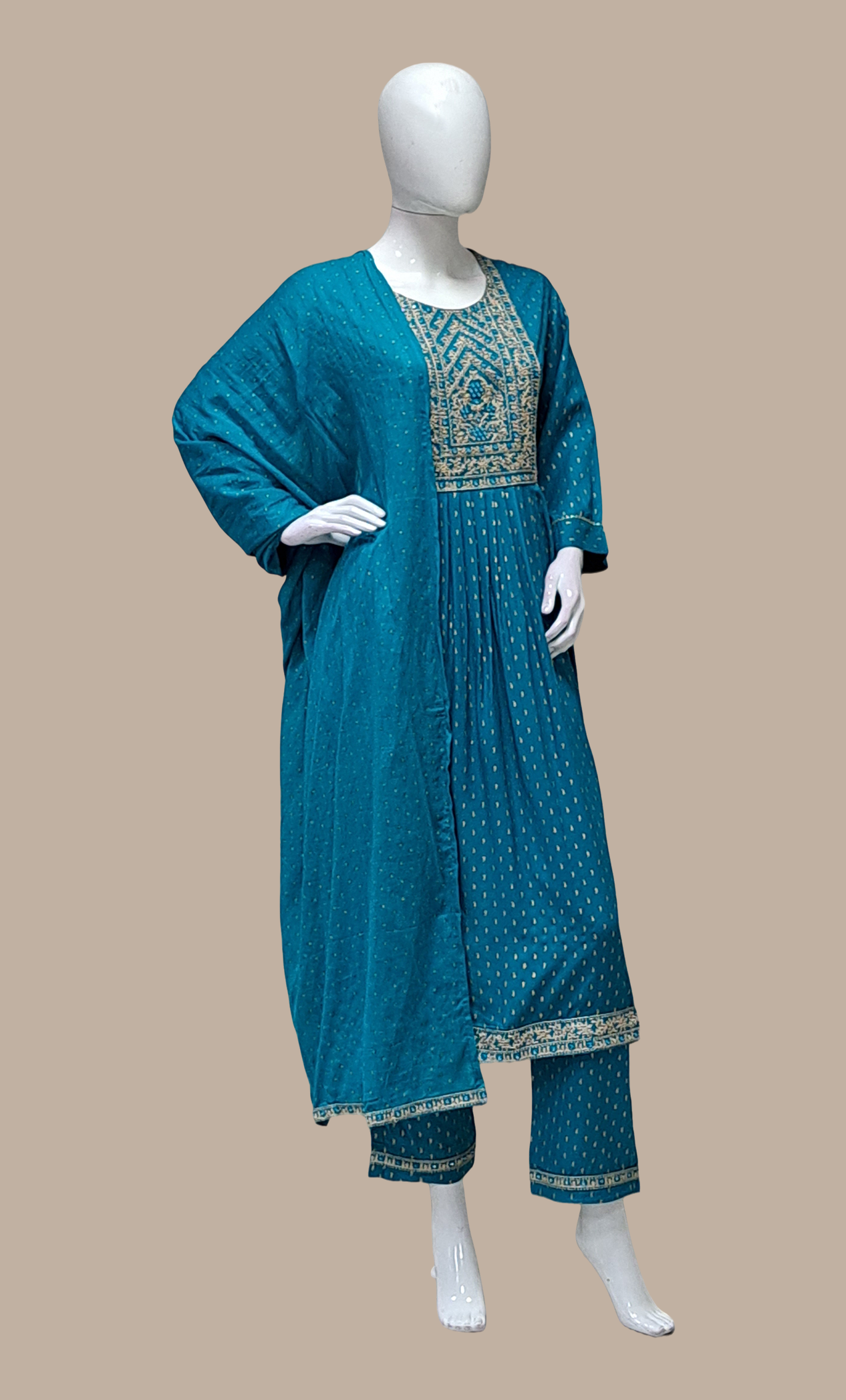 Turquoise Embroidered Punjabi
