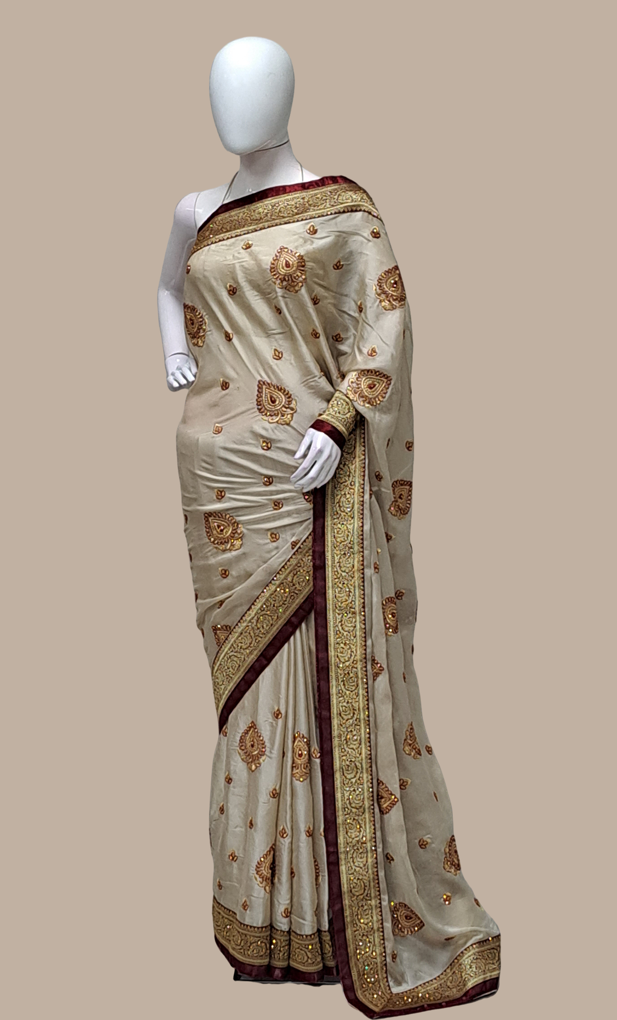 Soft Stone Embroidered Sari