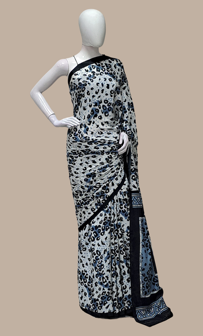 Black Animal Printed Sari
