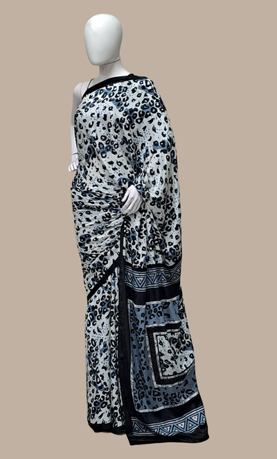 Black Animal Printed Sari